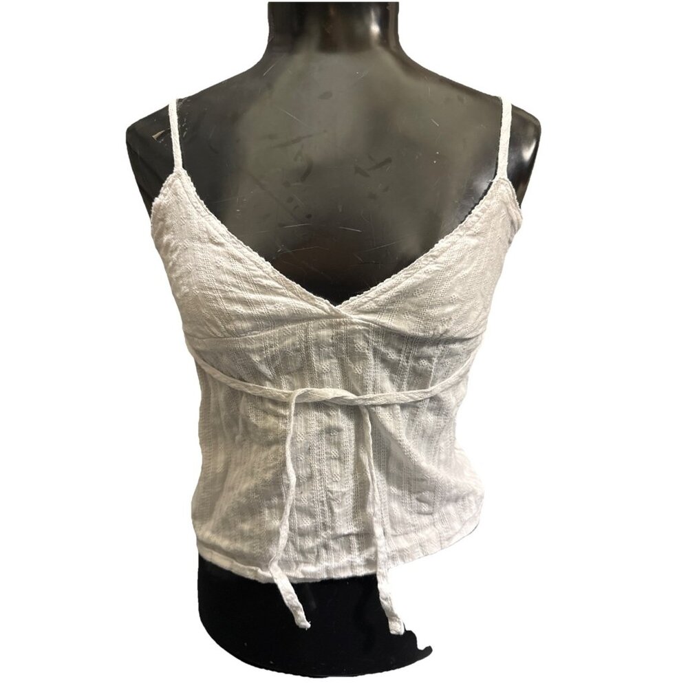 John Galt Shanghai Camisole Tank Top Spaghetti Straps Tie White 100% Cotton